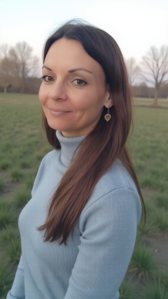 Melanie Gruber, warmes Portrait auf der Wiese
